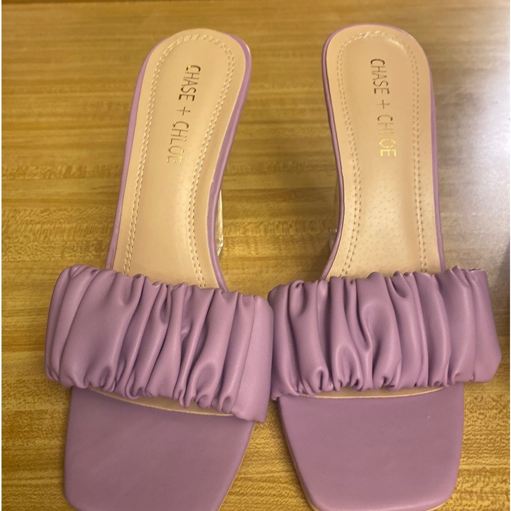 Chase & Chloe | Lilac Ruffle-Accent Emilie Wedge - Women